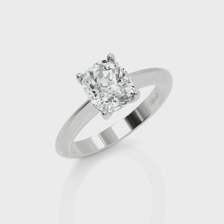 Handmade, platinum, 1.75ct cushion cut diamond solitaire ring