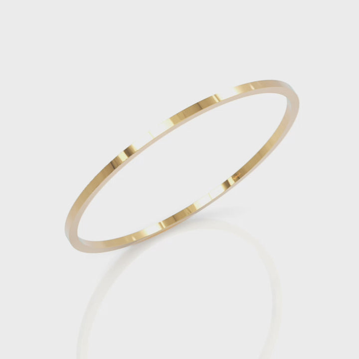 18ct yellow gold square section plain solid bangle