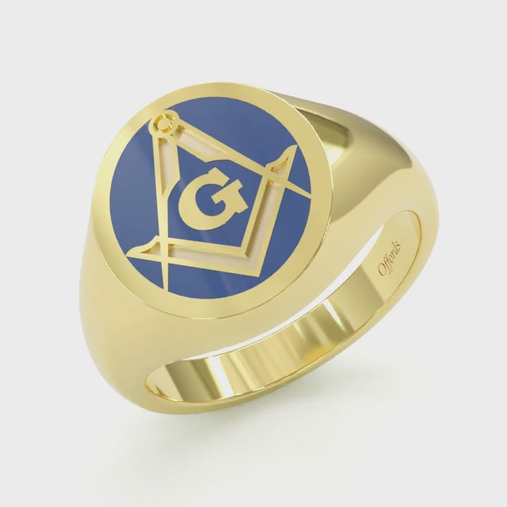 9ct yellow gold Masonic enamelled signet ring