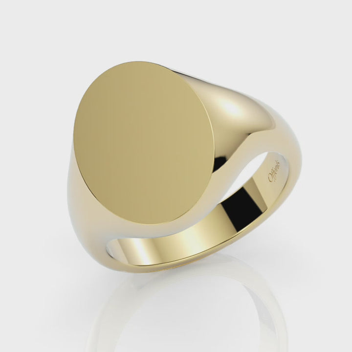 9ct yellow gold 16x12mm oval signet ring