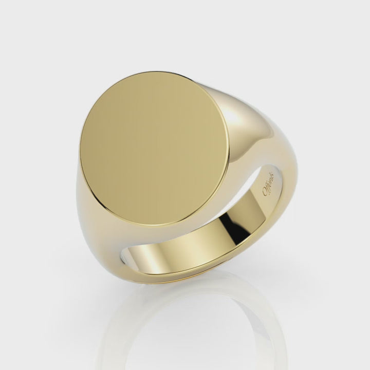 9ct yellow gold 16x13mm oval signet ring