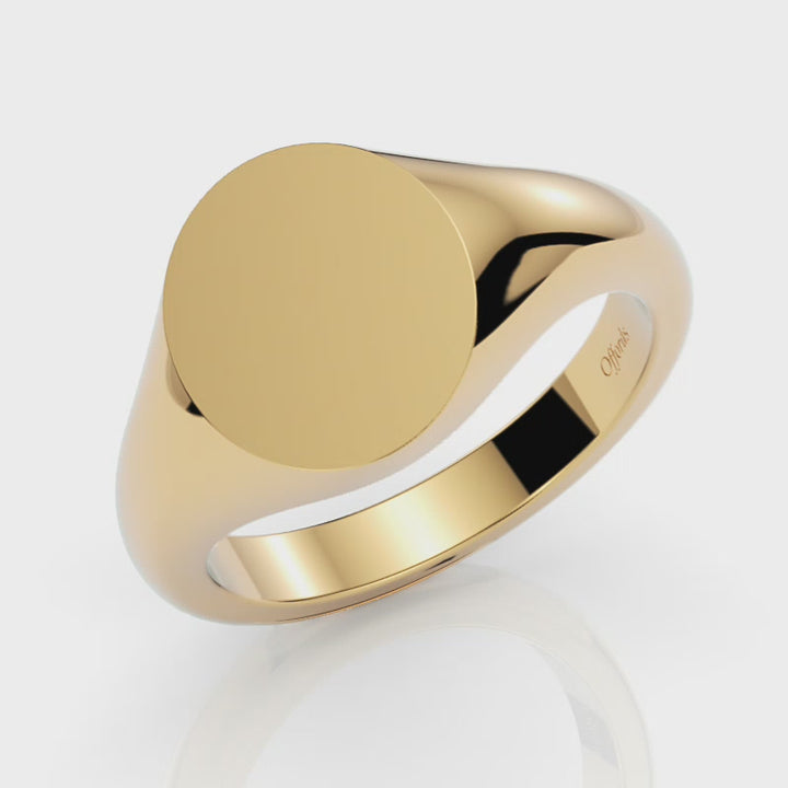 18ct yellow gold 14x12mm oval signet ring