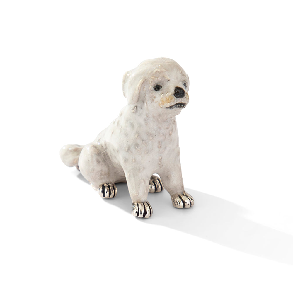 Saturno Silver & Enamelled Maltese Dog