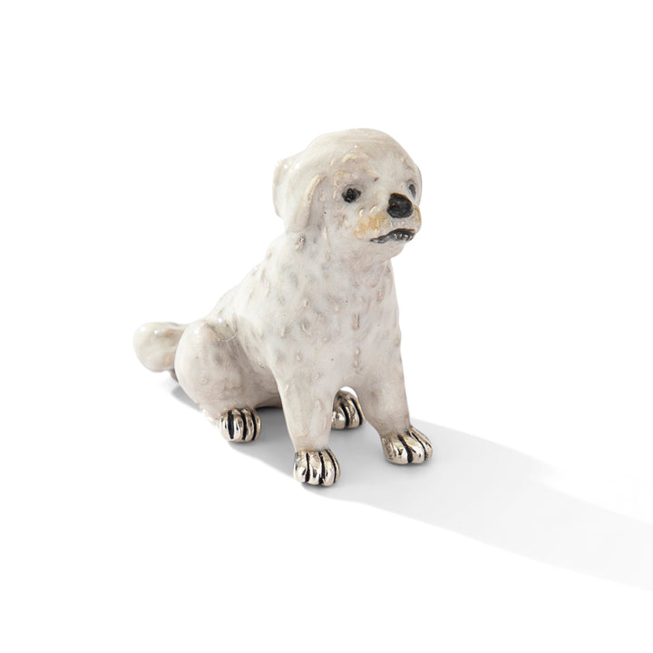 Saturno Silver & Enamelled Maltese Dog