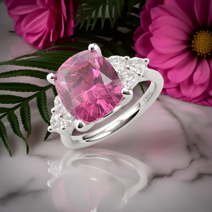 Platinum Pink Spinel & Diamond multi-stone ring