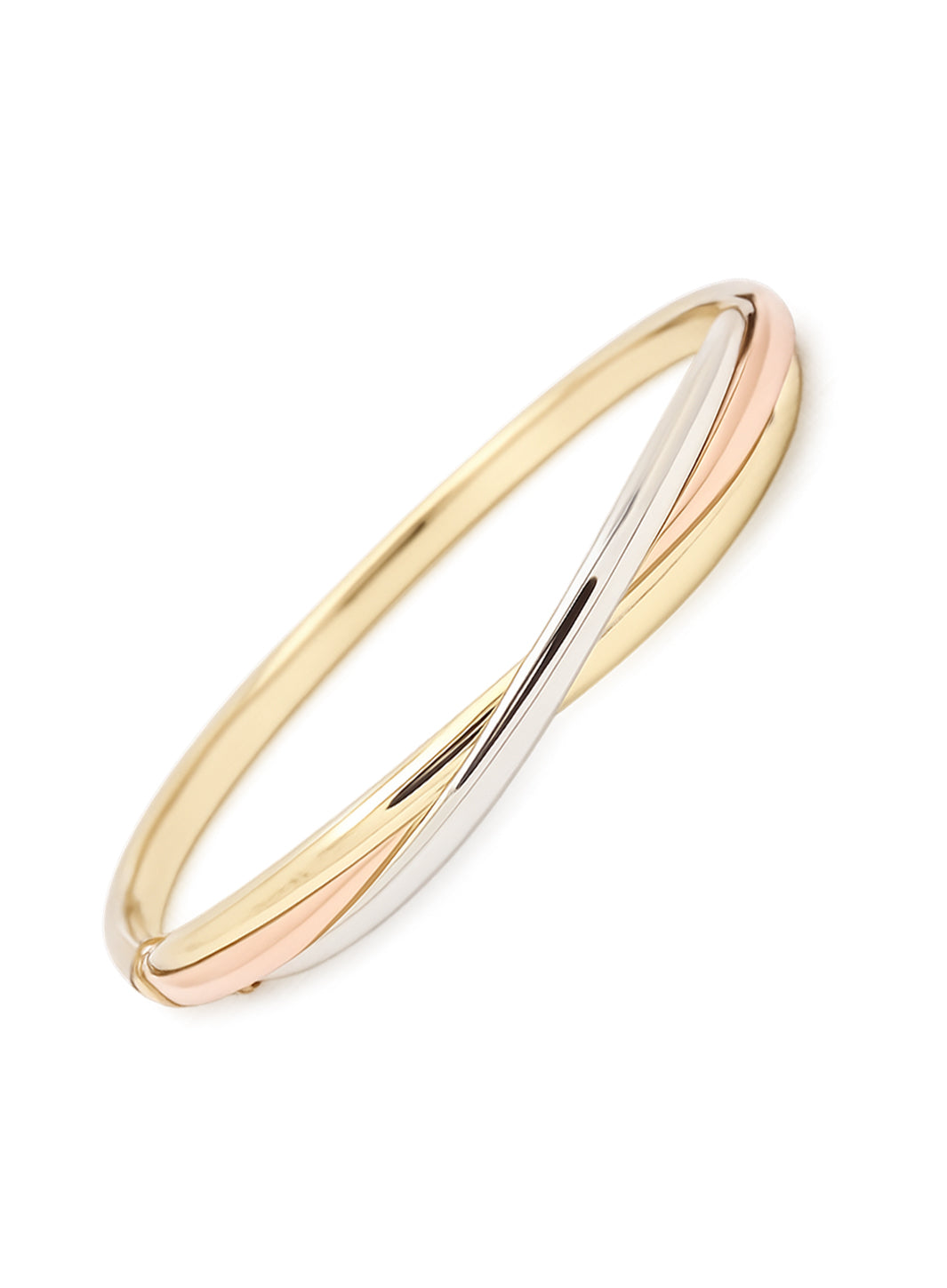 Pre-owned 9ct 3 colour twist bangle