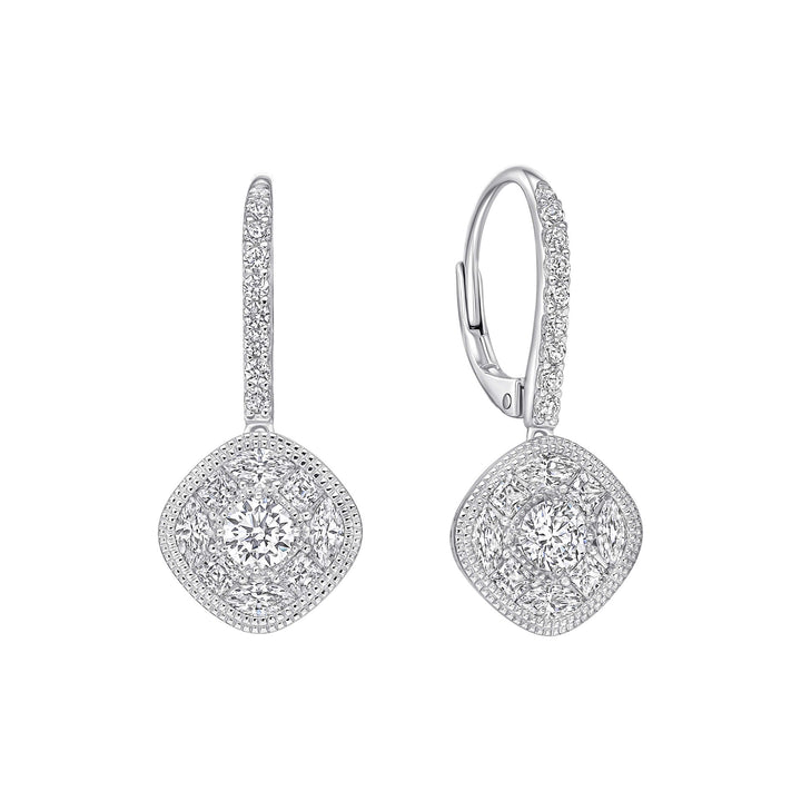Diamonfire Pave Stippled French Hook Earrings