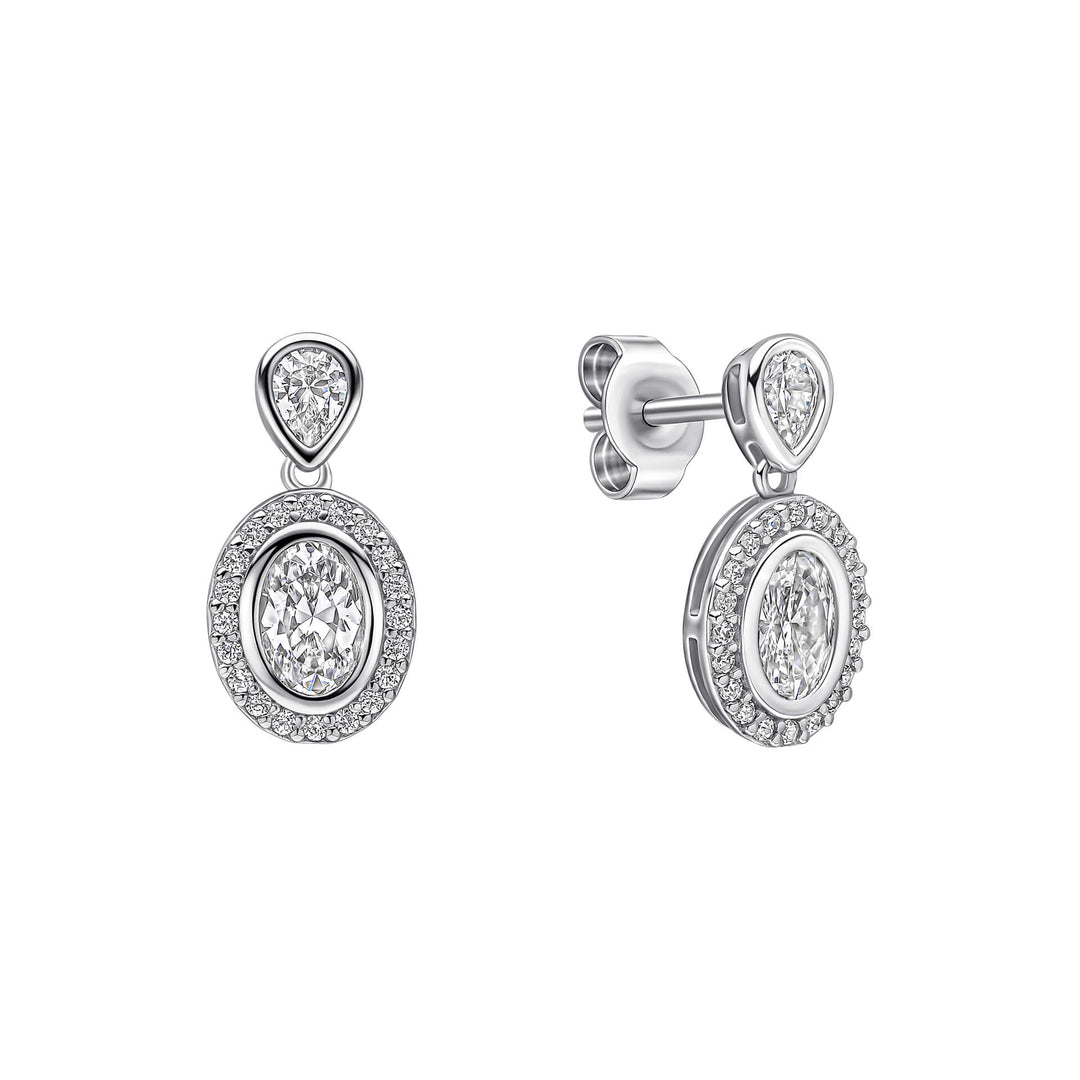 Diamonfire Halo Double Drop Stud Earrings