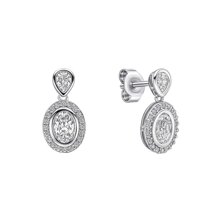 Diamonfire Halo Double Drop Stud Earrings
