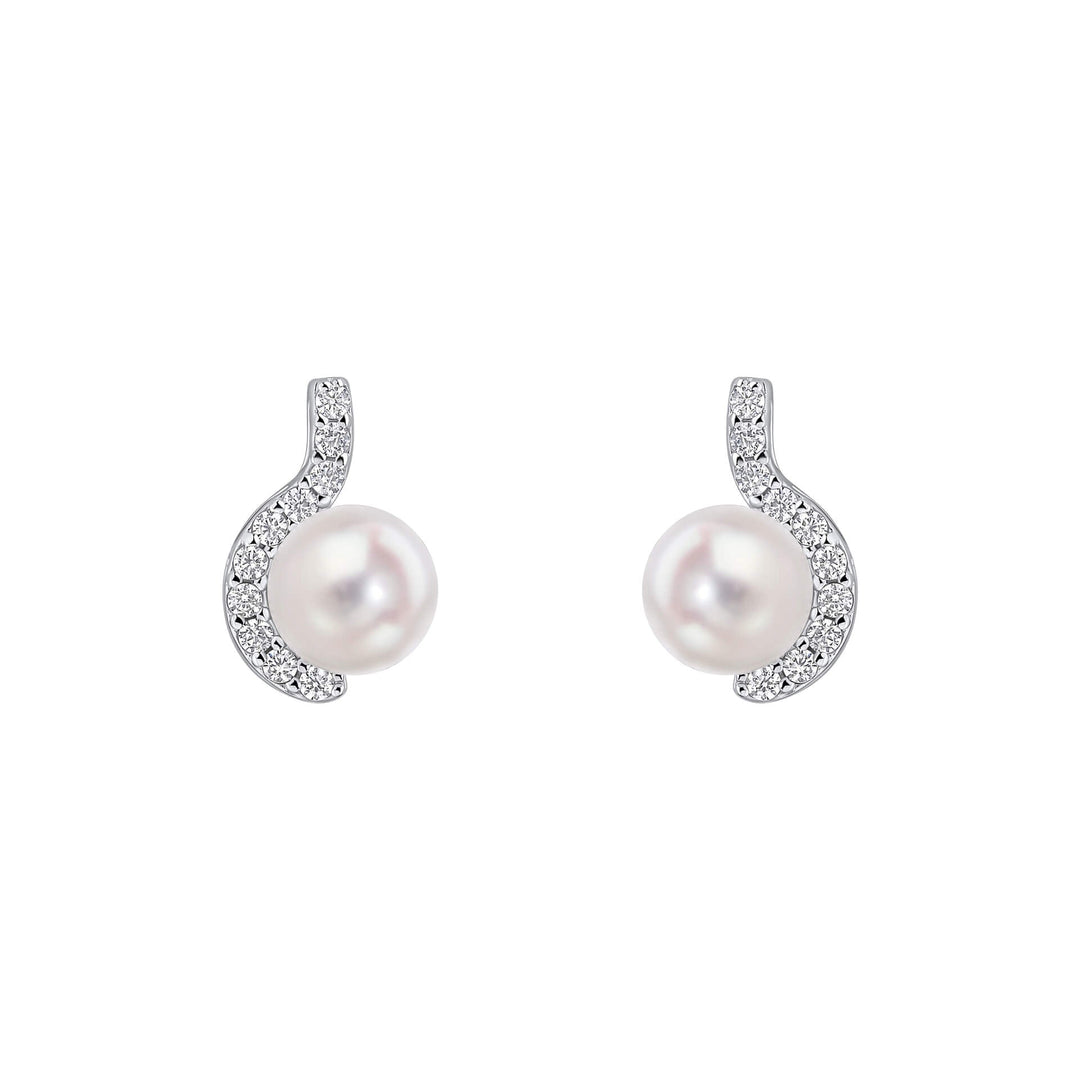 Diamonfire Half Halo Simulated Pearl Stud Earrings