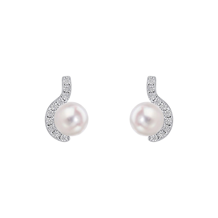 Diamonfire Half Halo Simulated Pearl Stud Earrings