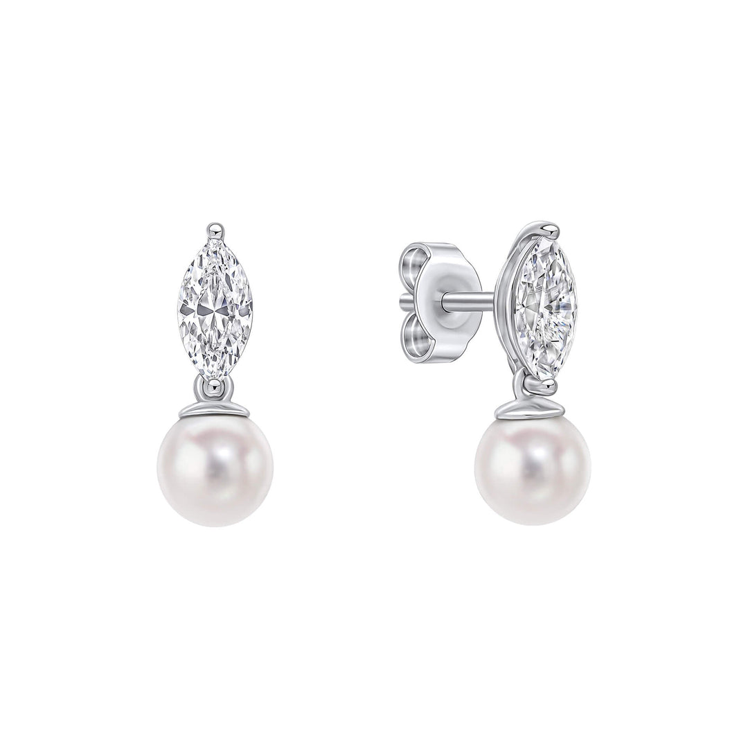 Diamonfire Marquise Simulated Pearl Drop Stud Earrings