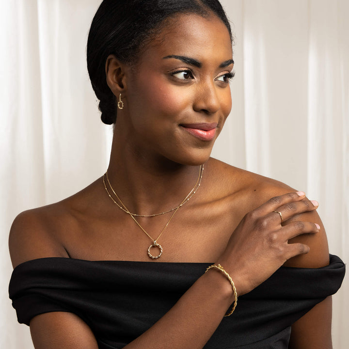 Elements Gold Diamond Cut Station Necklace