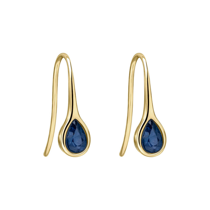 Elements Gold Blue Sapphire Sleek Teardrop Earrings