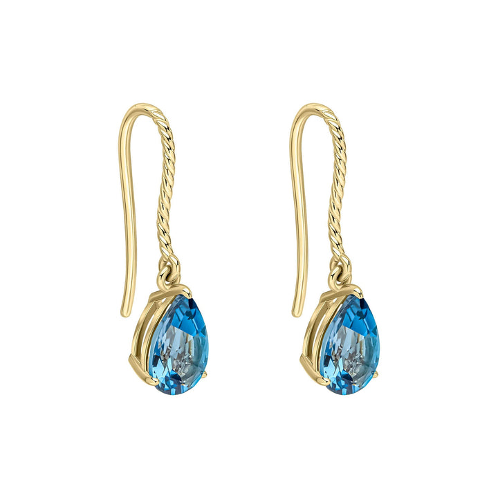 Elements Gold London Blue Topaz Rope Twist Drop Earrings