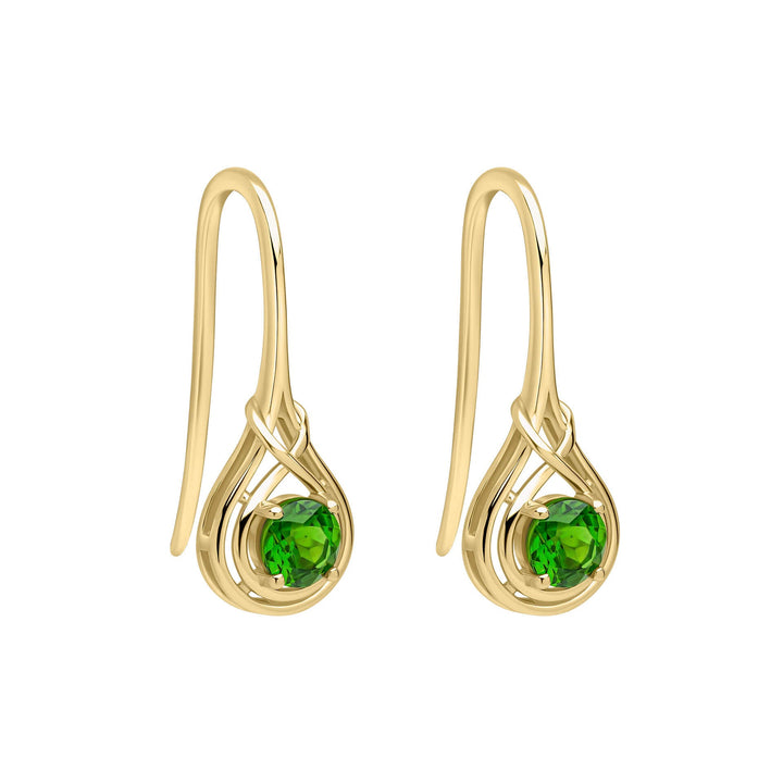 Elements Gold Celtic Green Diopside Hook Earrings