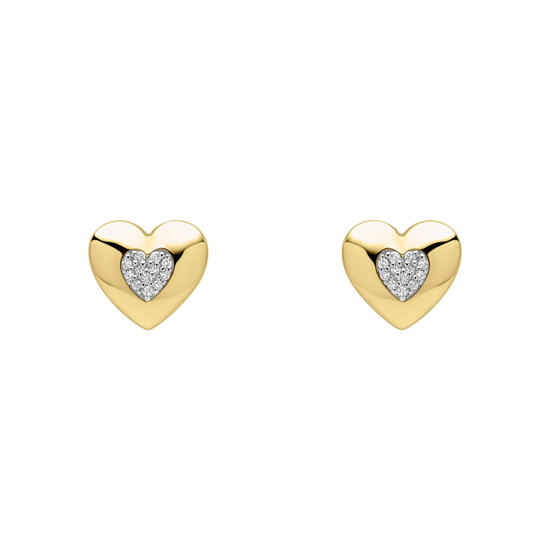Elements Gold Pavé Diamond Heart Earrings