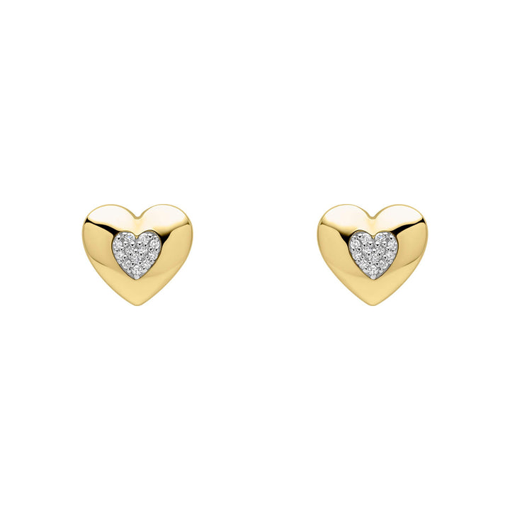 Elements Gold Pavé Diamond Heart Earrings