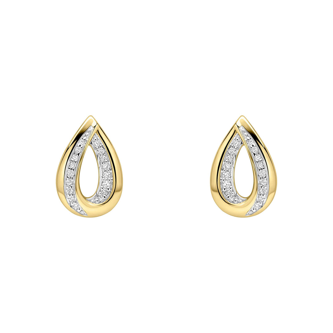 Elements Gold Cut Out Diamond Teardrop Earrings