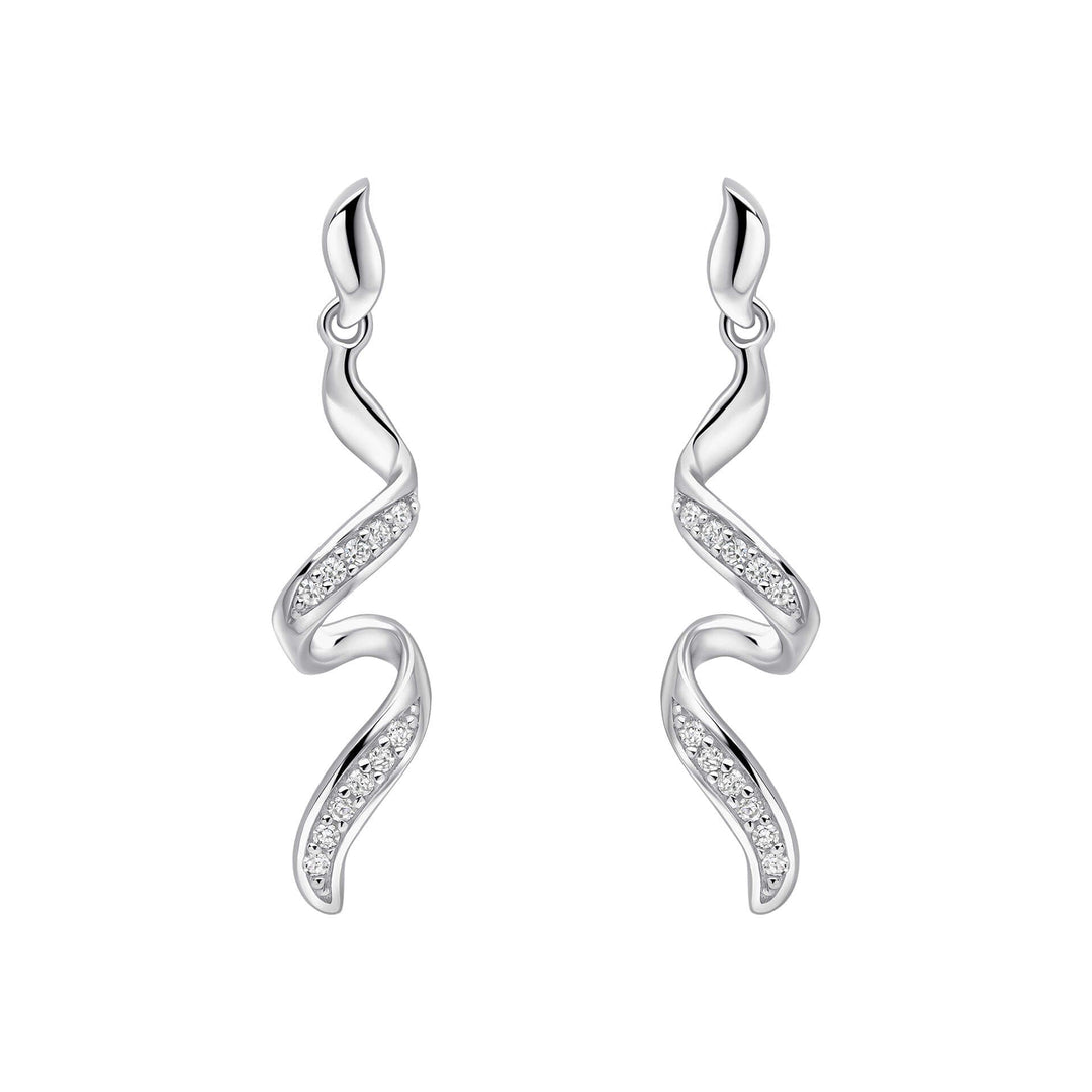 Elements Gold Diamond Twisted Ribbon Drop Earrings