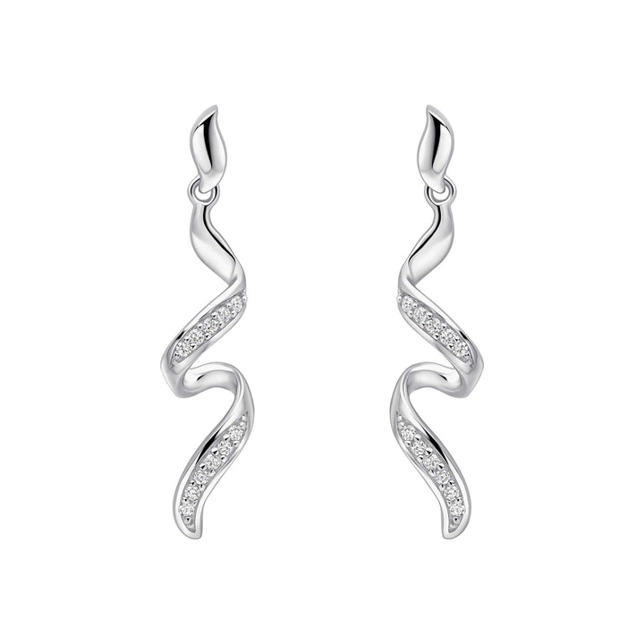 Elements Gold Diamond Twisted Ribbon Drop Earrings