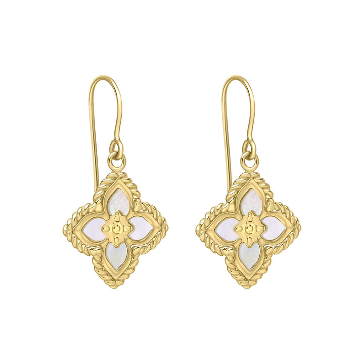 Elements Gold Mother of Pearl Flower Hook Earrings