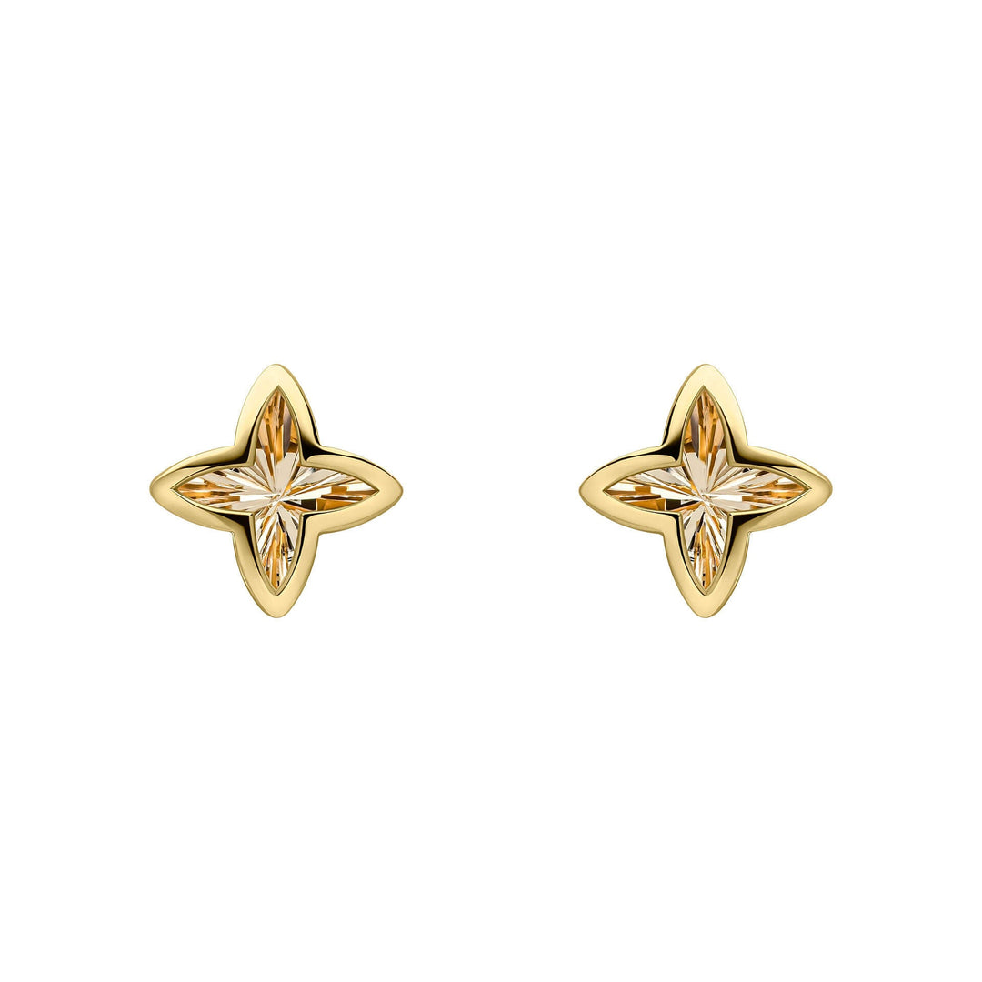 Elements Gold Textured Flower Stud Earrings