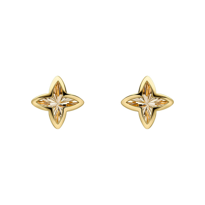 Elements Gold Textured Flower Stud Earrings