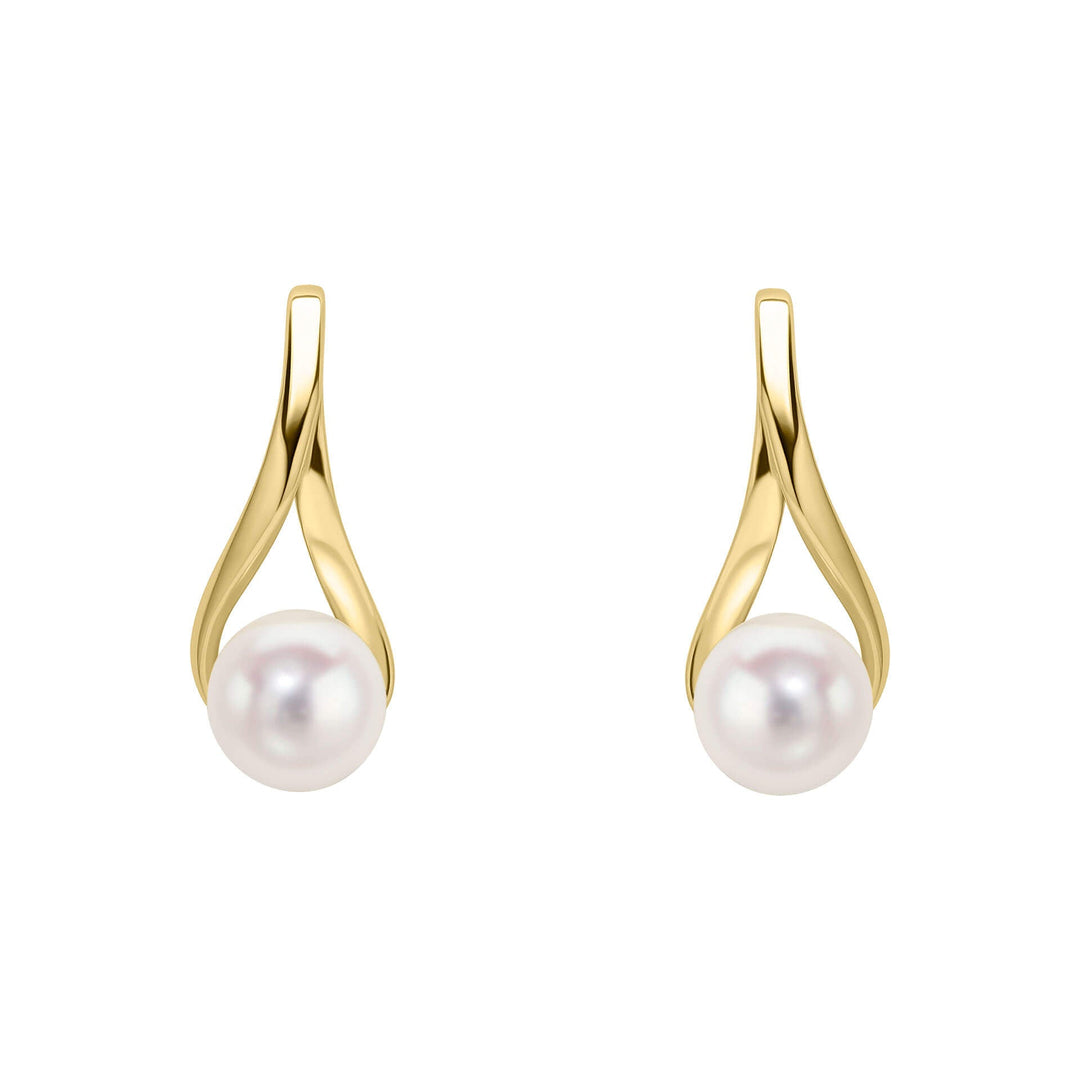 Elements Gold Freshwater Pearl Twist Drop Earrings