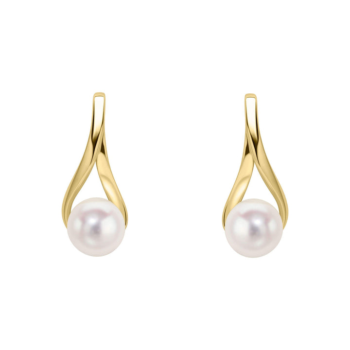 Elements Gold Freshwater Pearl Twist Drop Earrings