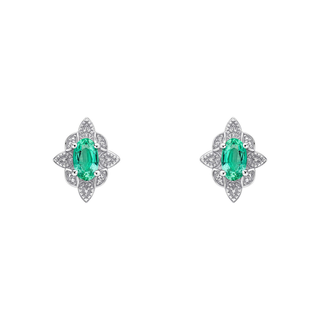 Elements Gold Emerald Art Deco Stud Earrings