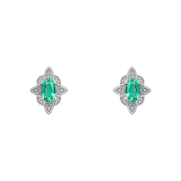 Elements Gold Emerald Art Deco Stud Earrings
