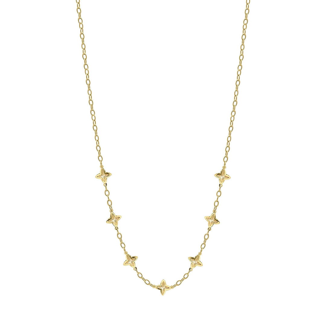 Elements Gold Textured Flower Station Necklace