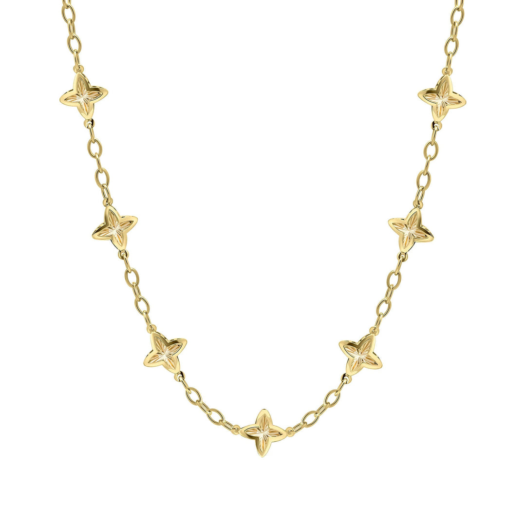 Elements Gold Textured Flower Station Necklace