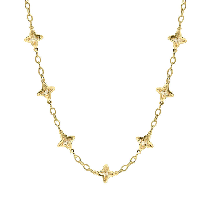 Elements Gold Textured Flower Station Necklace