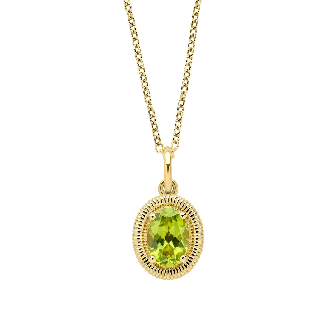 Elements Gold Peridot Oval Ridged Pendant