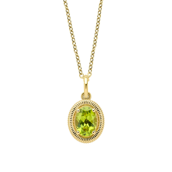 Elements Gold Peridot Oval Ridged Pendant