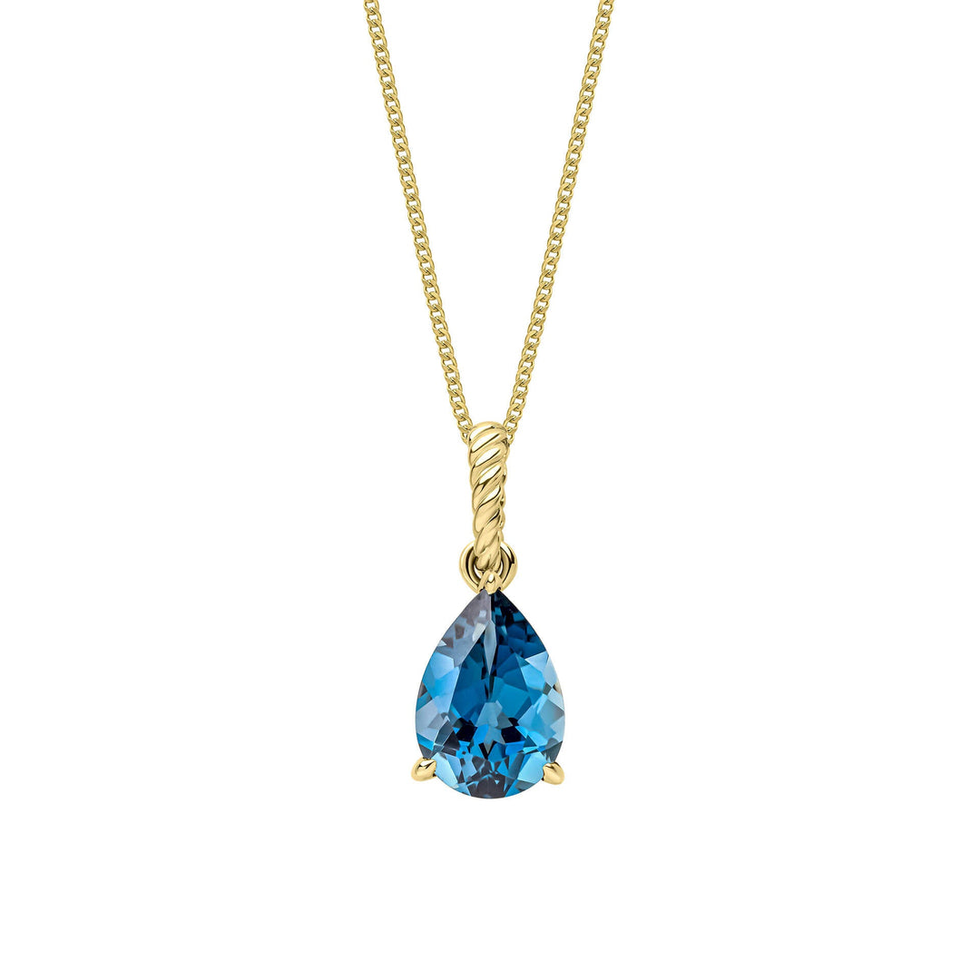 Elements Gold London Blue Topaz Rope Twist Pendant
