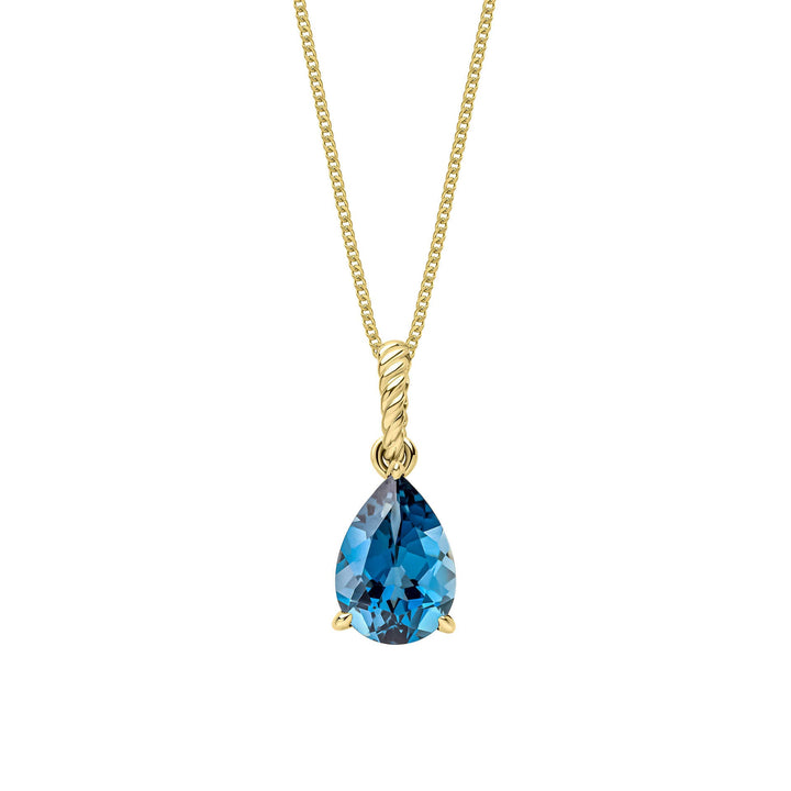 Elements Gold London Blue Topaz Rope Twist Pendant