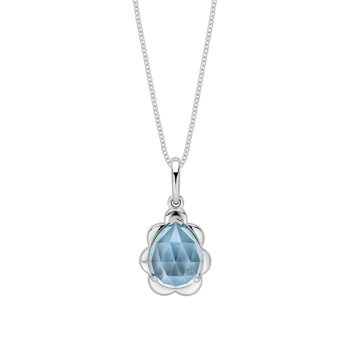 Elements Gold Fancy Cut Sky Blue Topaz Flower Bud Pendant