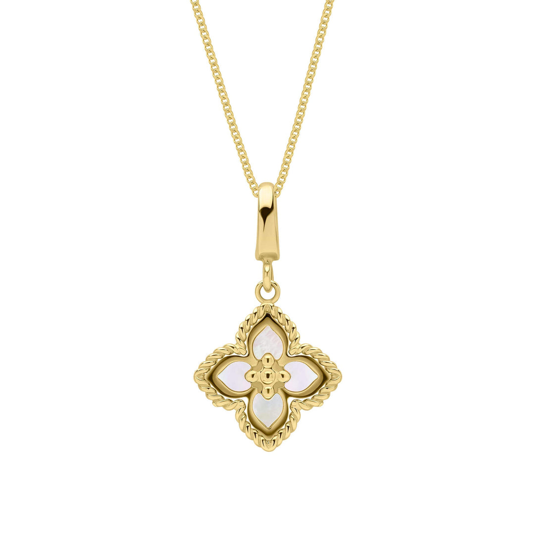 Elements Gold Mother of Pearl Flower Pendant