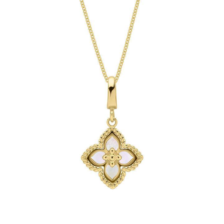 Elements Gold Mother of Pearl Flower Pendant