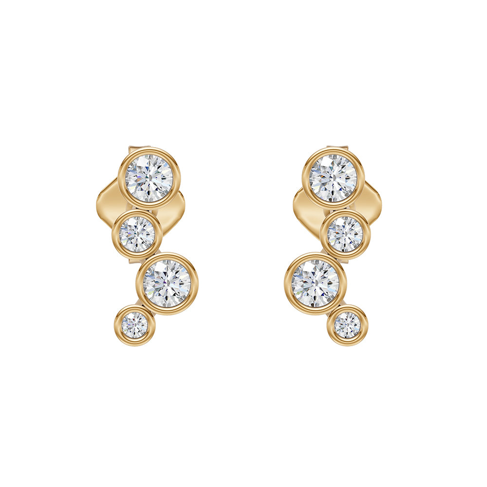 9ct gold laboratory grown bubble style rubover stud earrings