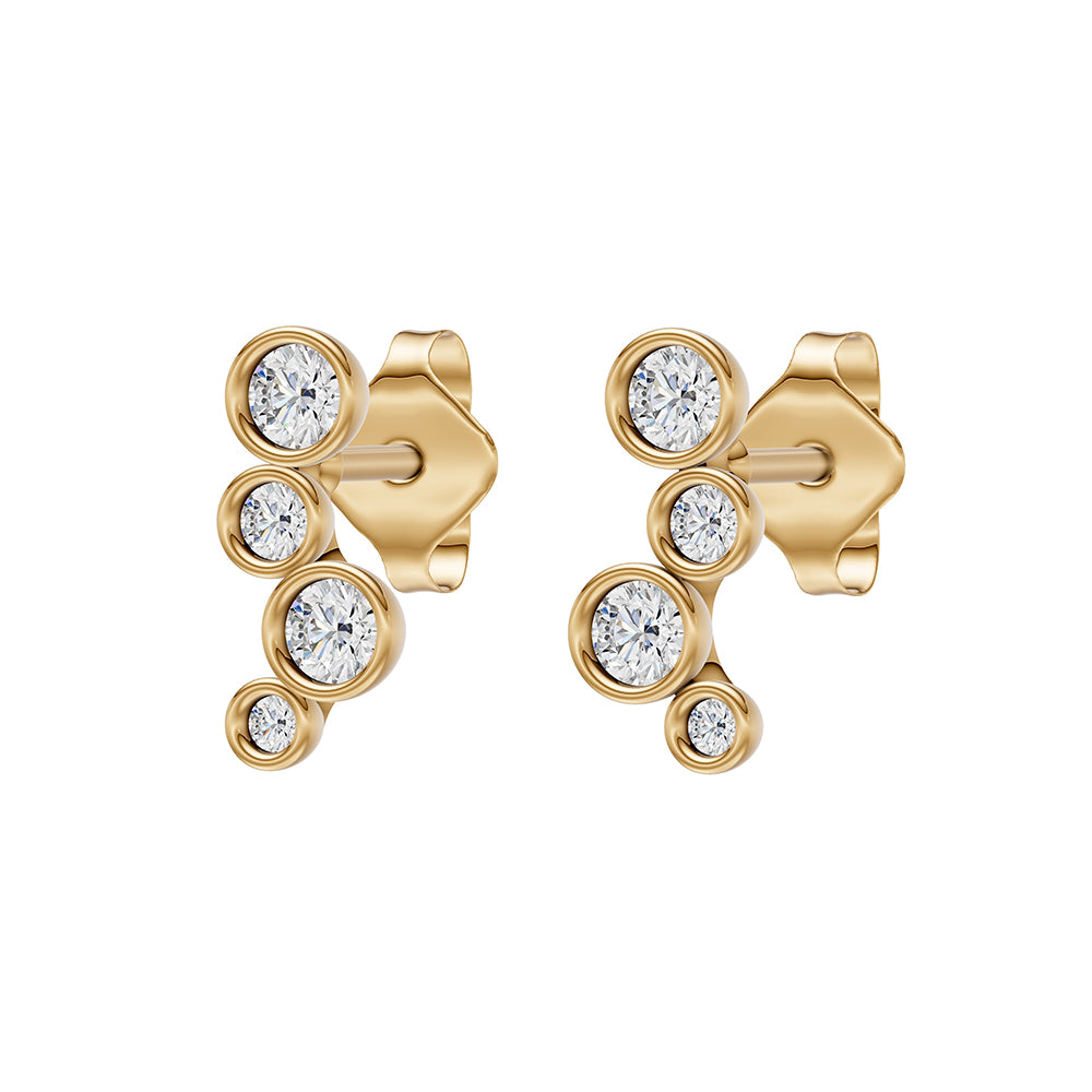 9ct gold laboratory grown bubble style rubover stud earrings