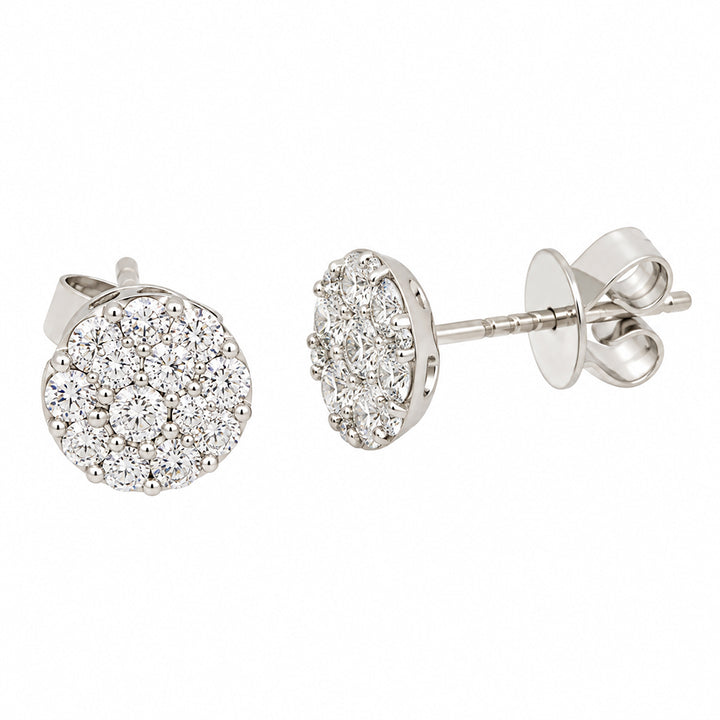 18ct white gold round diamond cluster stud earrings