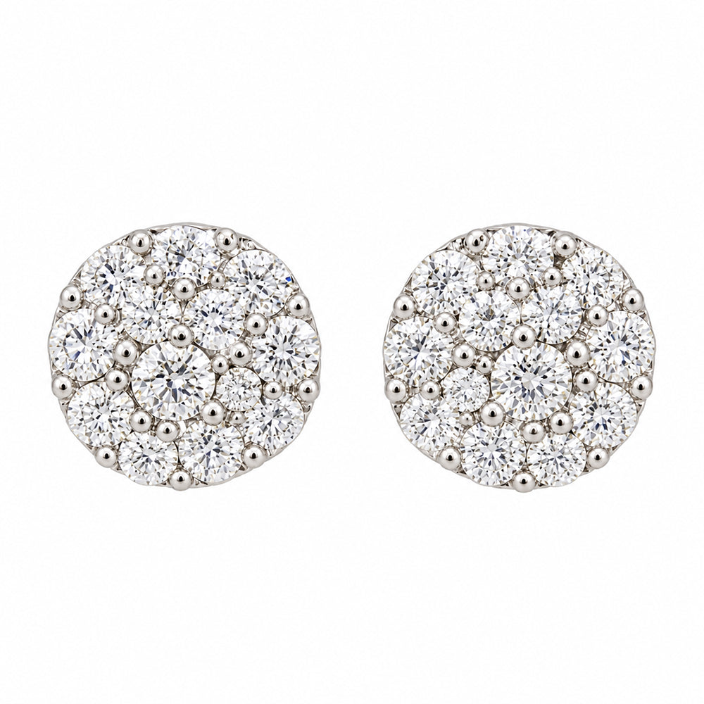 18ct white gold round diamond cluster stud earrings