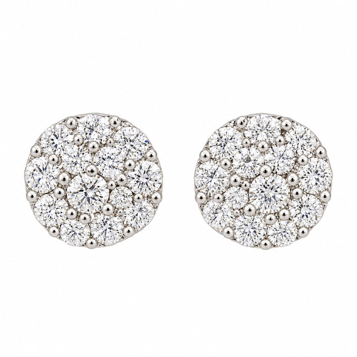 18ct white gold round diamond cluster stud earrings