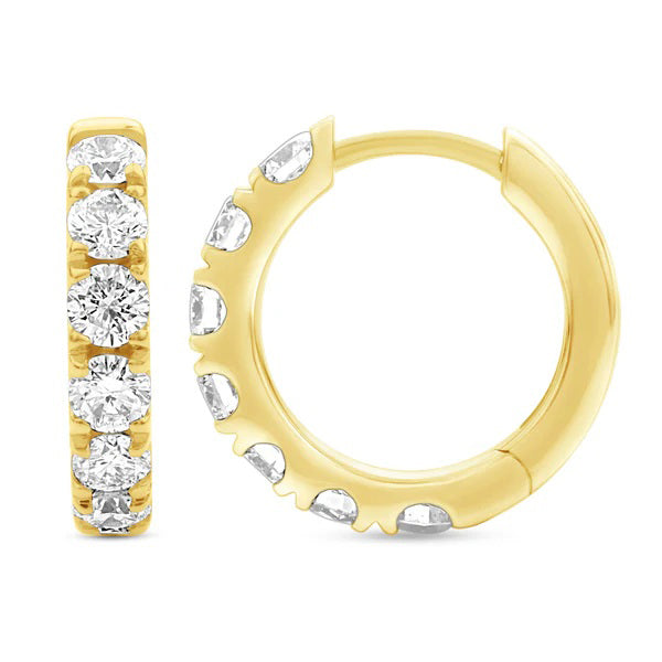 18ct yellow gold Laboratory Grown 1ct brilliant cut diamond huggies earrings
