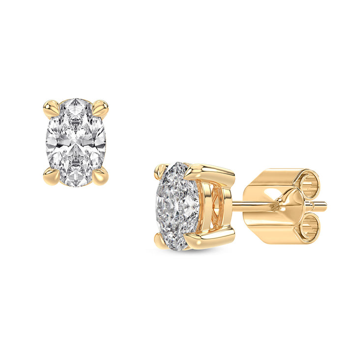 18ct yellow gold oval laboratory grown 1.00ct diamond stud earrings