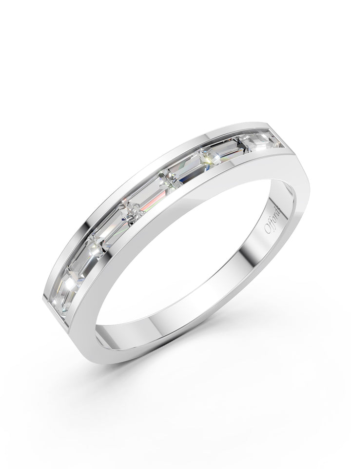 Platinum 7 stone baguette diamond channel set eternity ring
